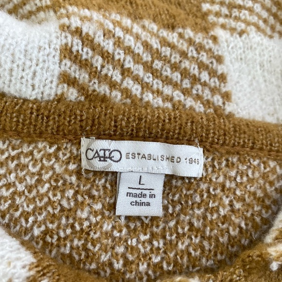 Cato women Sz L Checkered plaid buttoned Utility Shirt Jacket pocket brown white - Picture 9 of 11